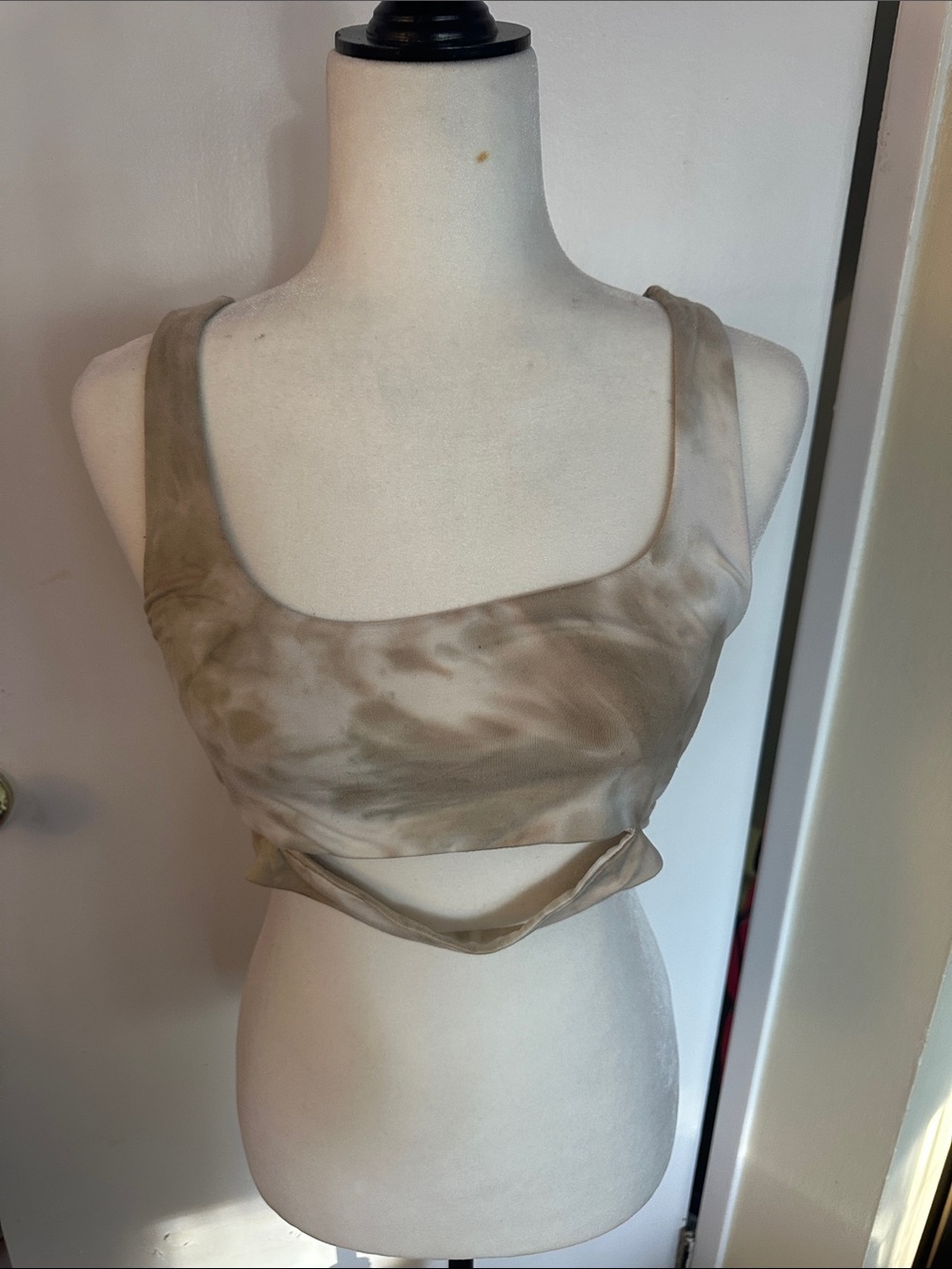 Streetwear Society Taupe Tie-Dye Crop Top